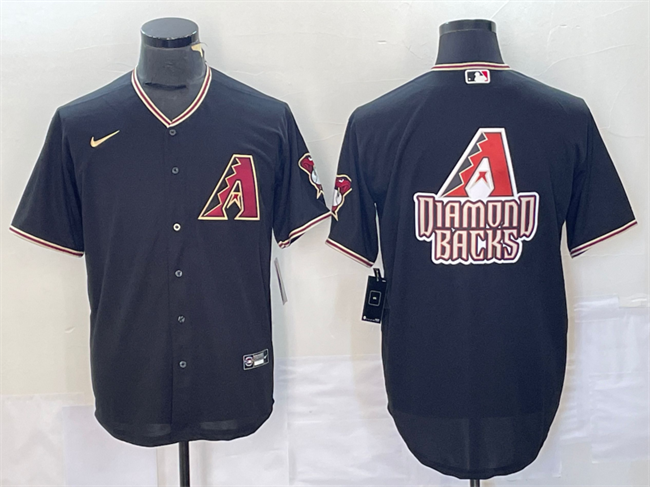 Men's Arizona Diamondbacks Black Team Big Logo Cool Base Stitched Baseball Jersey Men's Arizona Diamondbacks Black Team Big Logo Cool Base Stitched Baseball Jersey